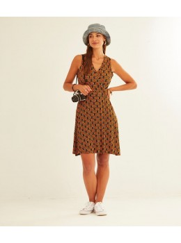 Vestido pico cruzado retro