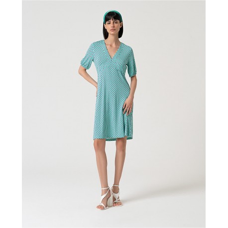 Vestido viscosa ecovero pico aguamarina
