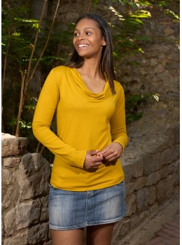 Camiseta viscosa SENSE peça mostassa