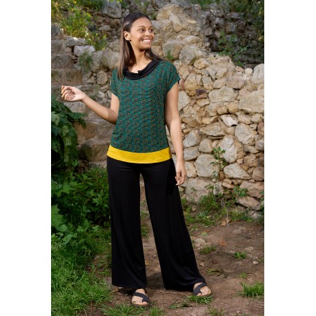 Camiseta m/c sin pieza print mostaza