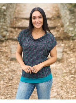 Camiseta m/c sense peça print petrol lila