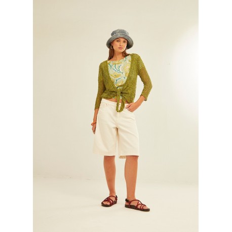 Chaqueta calada corta verde