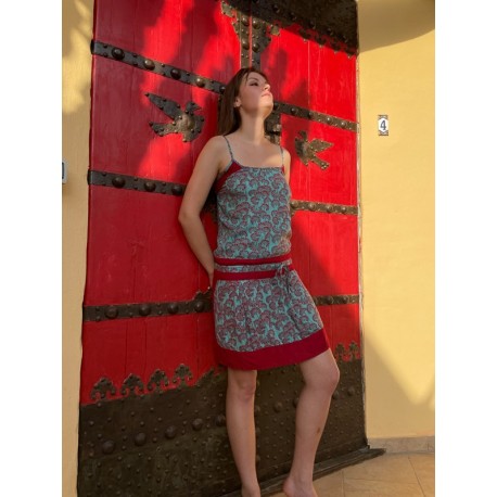 Vestido bay aguamarina rojo
