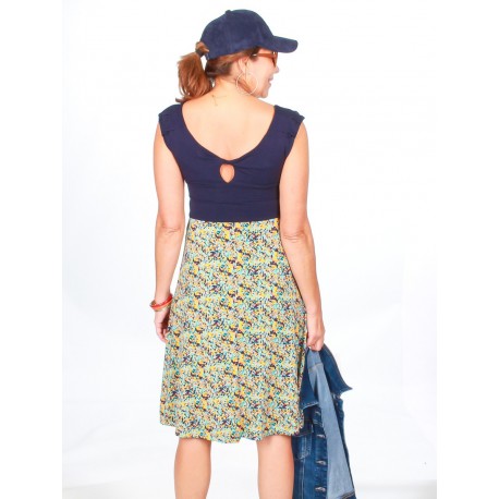 Vestido viscosa nudo print paint