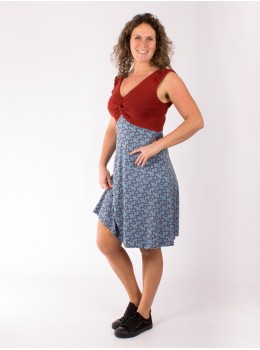 Vestido viscosa nudo teja