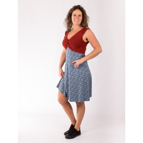 Vestido viscosa nudo teja