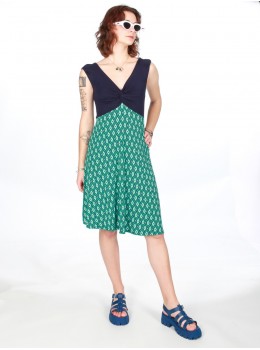 Vestido viscosa nudo rombos