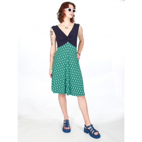 Vestido viscosa nudo rombos