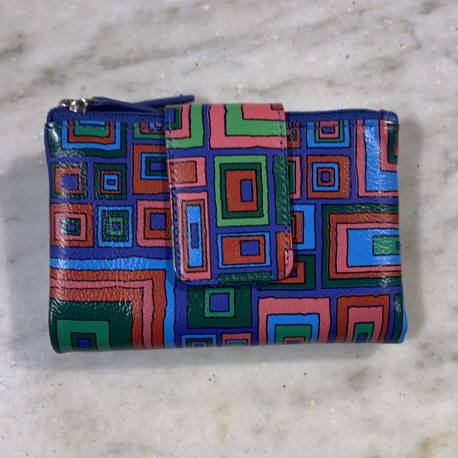 Cartera pell abstract blava