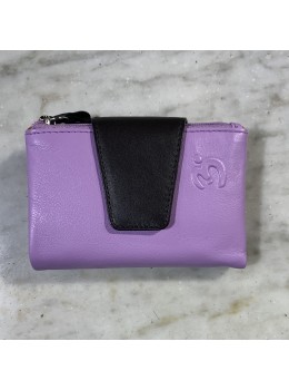 Cartera piel malva