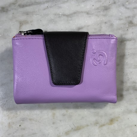 Cartera piel malva