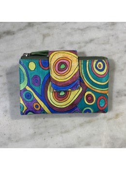 Cartera piel aguamarina círculos