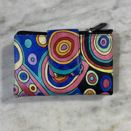 Cartera pell blava cercles