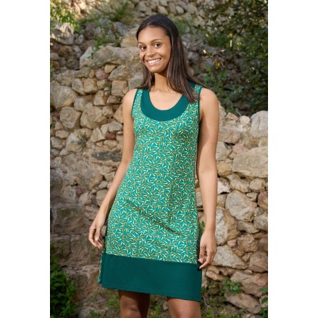 Vestido tiras print verde