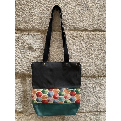 Bolso tote verde hexágonos