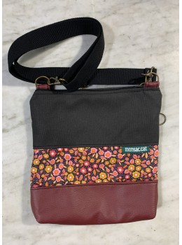Bolso mini granate flores