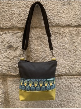 Bolso mini mostaza print azul