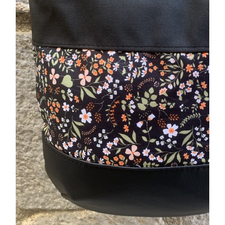 Bolso món negro flores