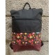Mochila típica granate flores