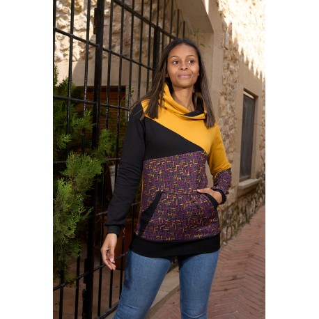 Dessuadora unisex caputxa mostassa