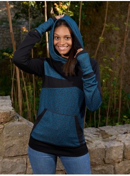 Dessuadora unisex caputxa blava