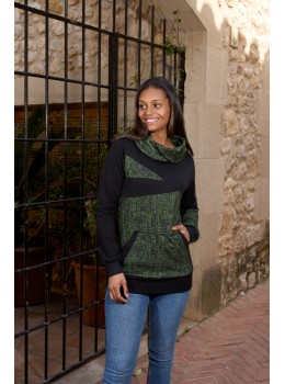 Sudadera unisex capucha verde abstract