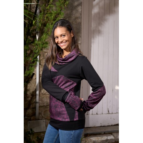 Sudadera unisex cuello cruzado lila