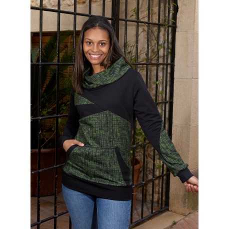 Sudadera unisex cuello cruzado verde