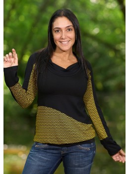 Camiseta viscosa zigzag groga