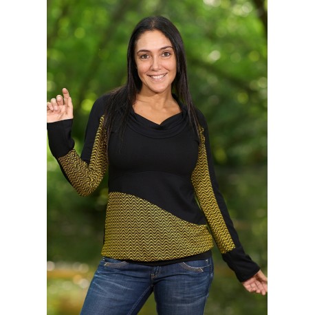 Camiseta viscosa zigzag groga