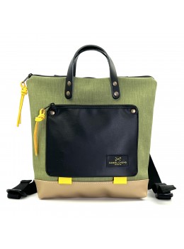 Mochila mini cuadrada holder book caqui