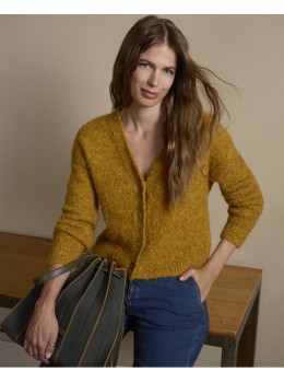 Chaqueta punto boucle mostaza