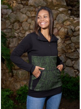Sudadera unisex cuello cremallera verde