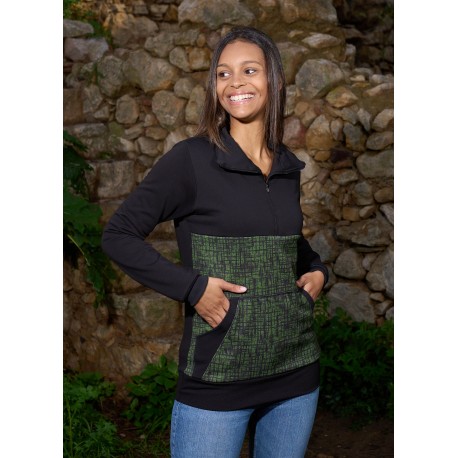 Sudadera unisex cuello cremallera verde