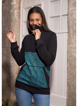 Dessuadora unisex coll cremallera blava