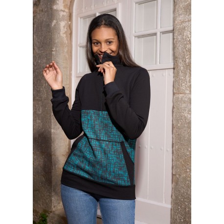 Dessuadora unisex coll cremallera blava