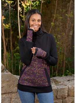 Sudadera unisex cuello cremallera combi mostaza