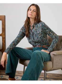 Camisa viscosa ecovero azul petróleo