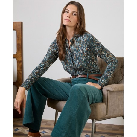 Camisa viscosa ecovero azul petróleo