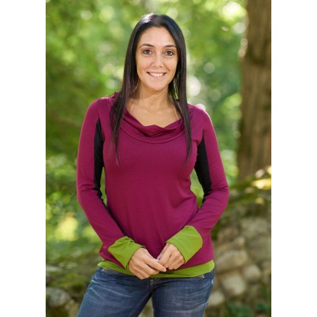 Camiseta viscosa bicolor fresa
