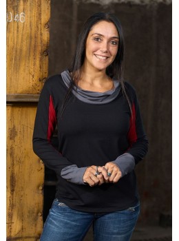 Camiseta viscosa sin pieza tricolor negra