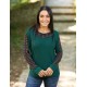 Camiseta viscosa coll oval verd print