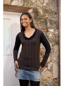 Camiseta viscosa SIN pieza print verde rojo