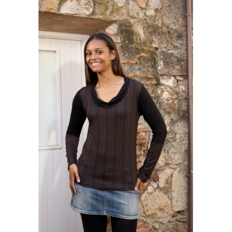 Camiseta viscosa SENSE peça print verd vermell