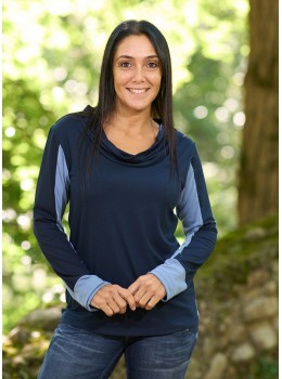 Camiseta viscosa sin pieza bicolor azul