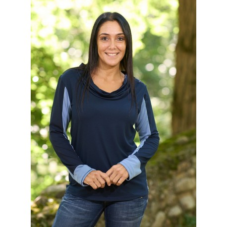 Camiseta viscosa sin pieza bicolor azul