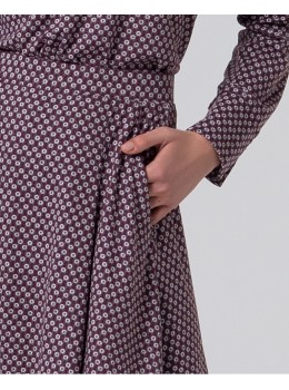 Falda print gris burdeos