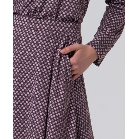 Falda print gris burdeos