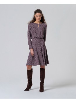 Falda print gris burdeos