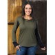 Camiseta viscosa bicolor caqui